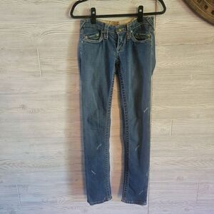 Stitch's Jeans Womens Distressed Skinny SZ 25 or 0 Totem Pants Medium Wash